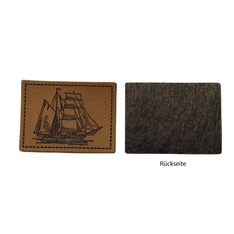 Kreativartikel.ch Kunstleder Label 4 x 3 cm Schiff 629 3439 000 Rückseite