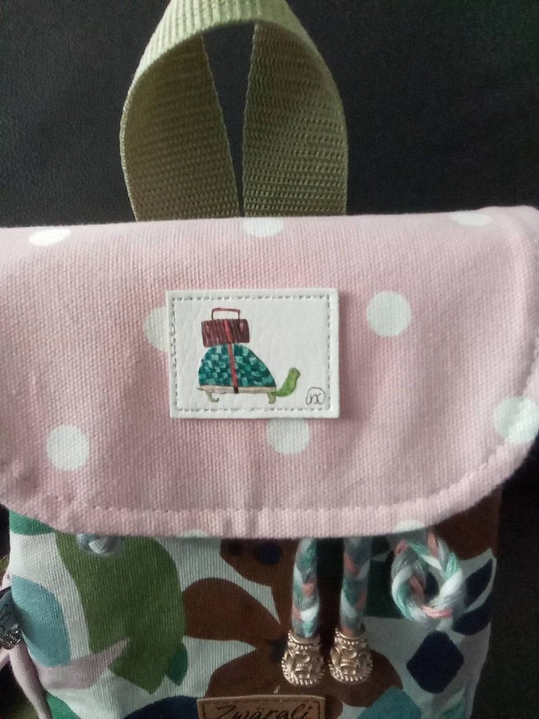 "Schildkröte mit Koffer" Kunstleder Label 4 x 3cm sonja_homeart