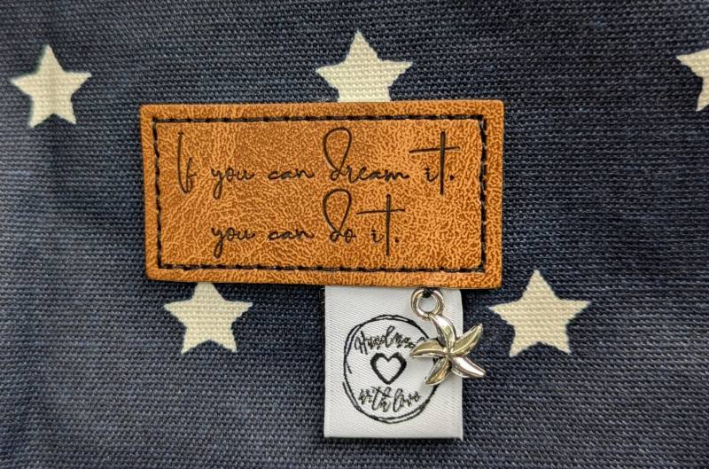 Weblabel Handmade with love zum Einnähen 15 x 22 mm (Hochformat) Sara Kisling