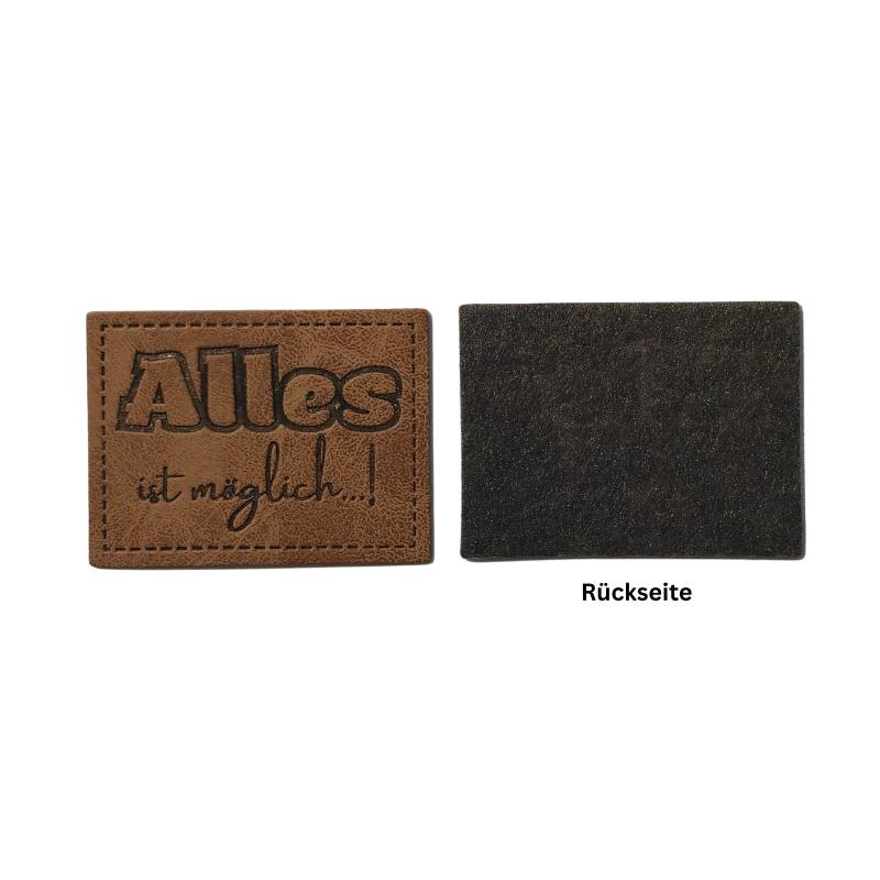 Kreativartikel.ch Kunsteleder Label 4 x 3 cm Alles ist möglich..! 629 3464 000  Rückseite