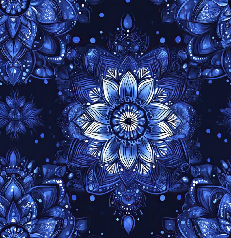 Kreativartikel.ch 402 9017 000 Blue Mandala Dream French Terry 155 x 85