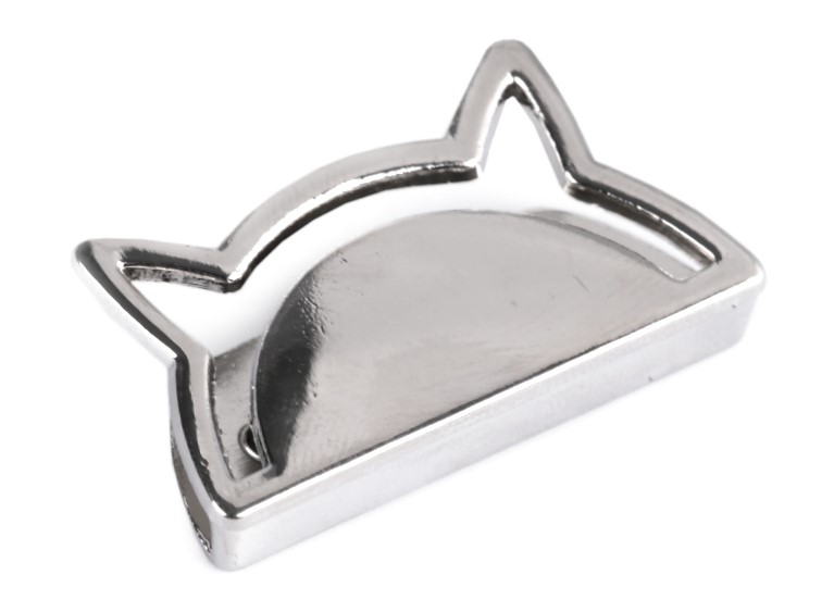 [682 1835 991] Verzierung aus Metall Katze Silber und Gold (Silber)