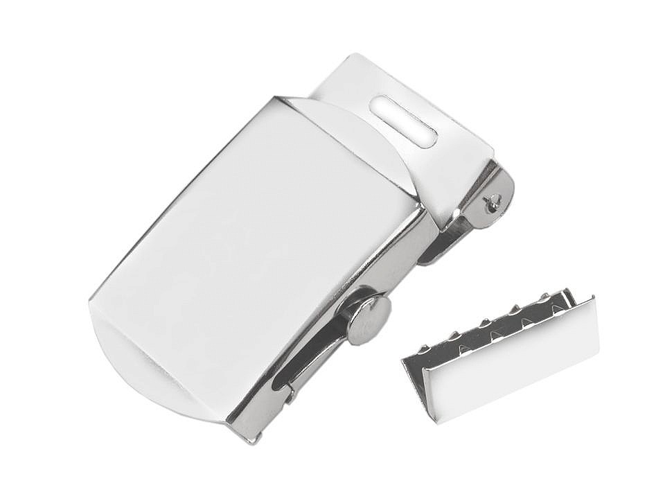 [281 9925 990] Gurtschnalle 25mm mit Endstück (Silber)
