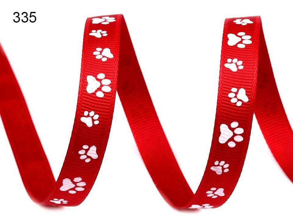 [350 7510 335] Ripsband 10mm Pfote (335 Rot)