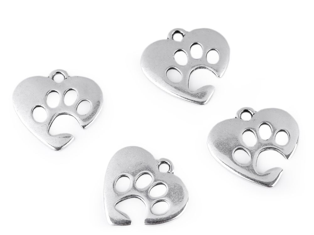 [645 2019 991] Anhänger Herz / Pfote 20 x 19 mm