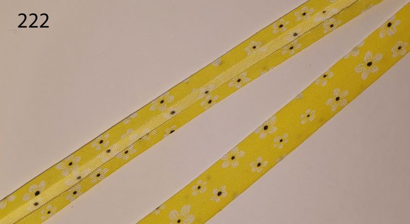 [320 4134 222] Blumen Schrägband 14mm (222 Zitronengelb)