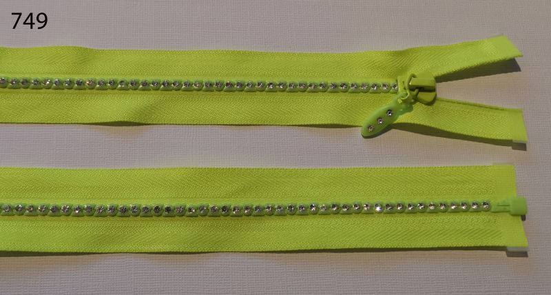 [150 3455 749] Teilbarer Strassstein Reissverschluss 55cm (749 Neon Lime)