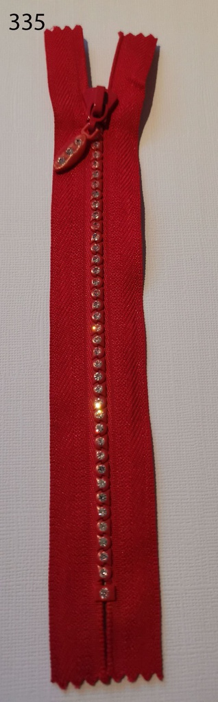 [150 7218  335] Reissverschluss Strassstein nicht teilbar 18cm (335 Rot)