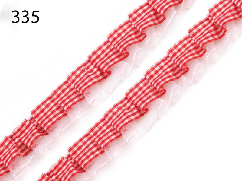 [344 2020 335] Rüschenband kariert ca. 20mm (335 Rot)