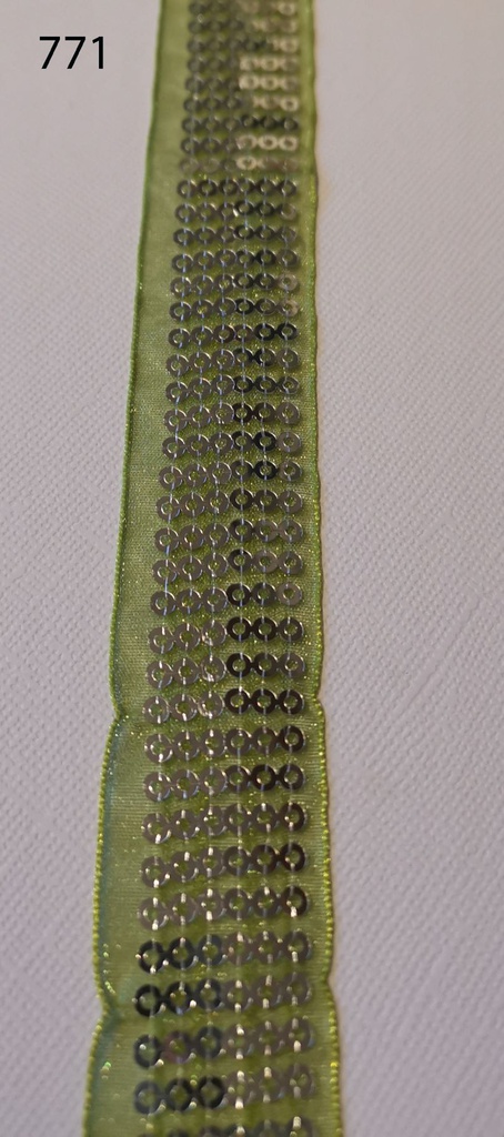 [367 4625 771] Organzaband mit Pailletten ca. 25mm (771 Gras-Grün)