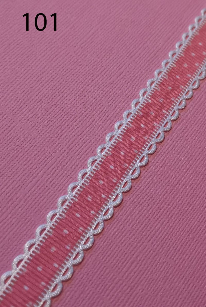 [350 2415 101] Ripsband gepunktet  ca. 15mm (101 Weiss)