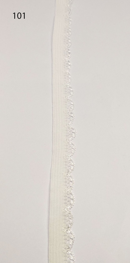 [363 1414 101] Wäschegummi verziert Breite 14 mm (101 Weiss)