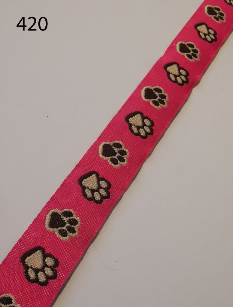 [371 4252 420] Webband Pfote ca. 16mm (420 Pink)