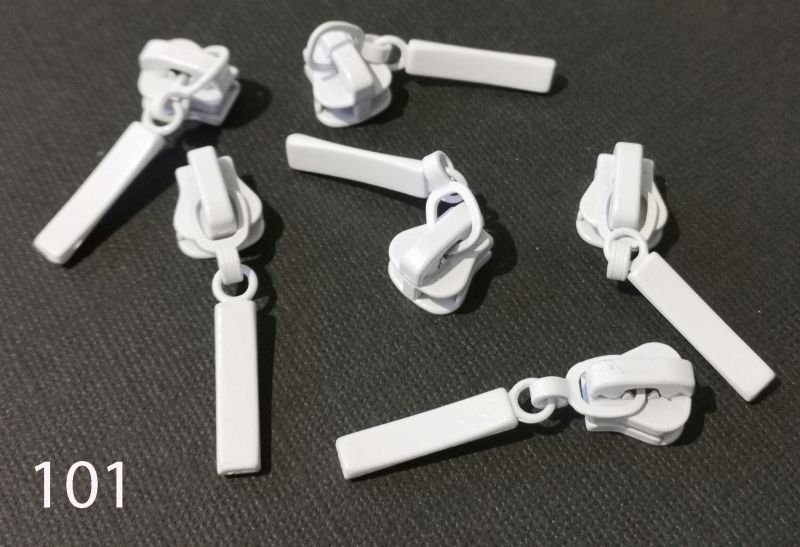 [180 3505 101] Zipper (Schieber) 5 mm mit Anhänger grob - Diverse Farben (101 Weiss)