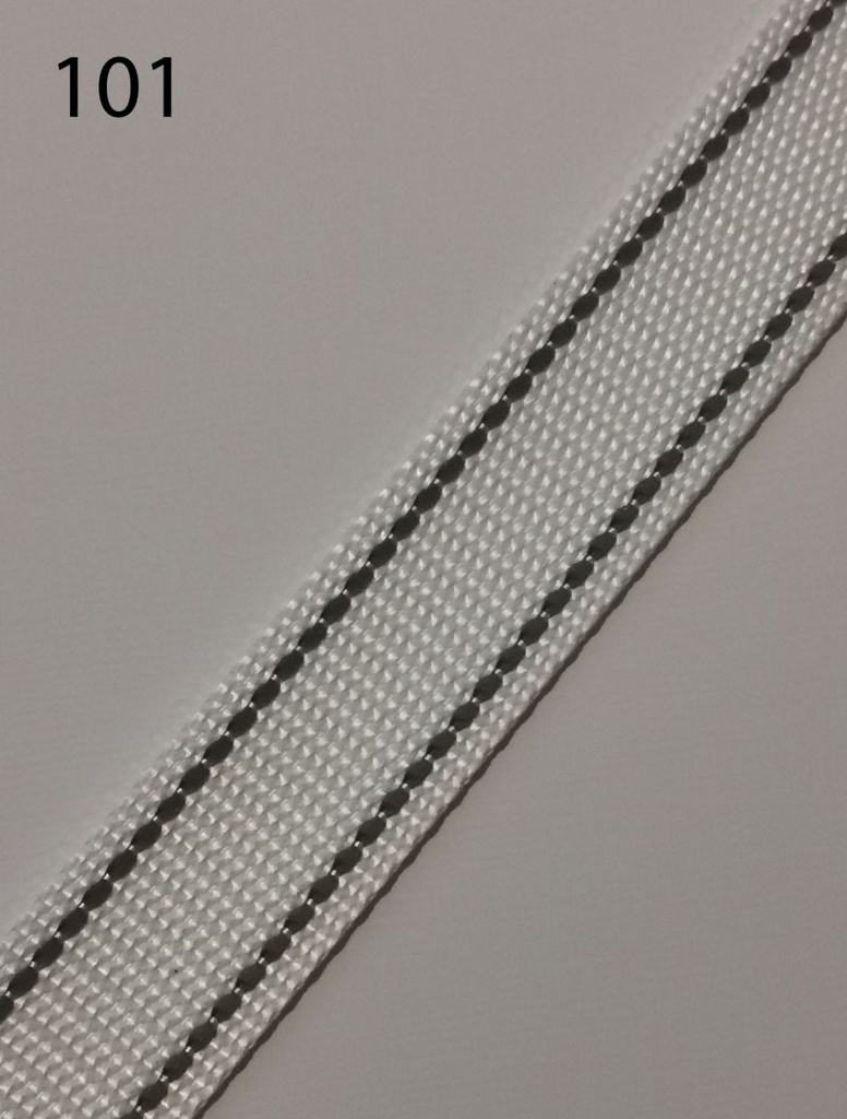 [730 1025 101] Gurtband 25mm mit reflektierender Ziernaht (101 Weiss)