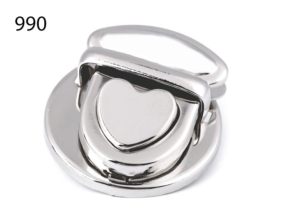 [291 3032 990] Taschenverschluss Herz 30 x 32 mm (990 Silber)