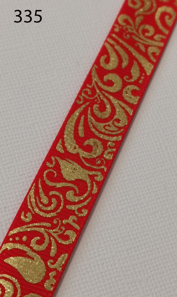 [350 7161 335] Ripsband mit Goldaufdruck ca. 15mm (335 Rot)