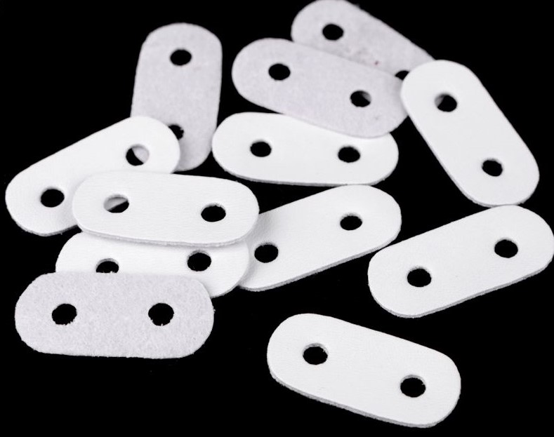 [619 1634 101] Kordelstopper aus Kunstleder 16 x 34mm (101 Weiss)