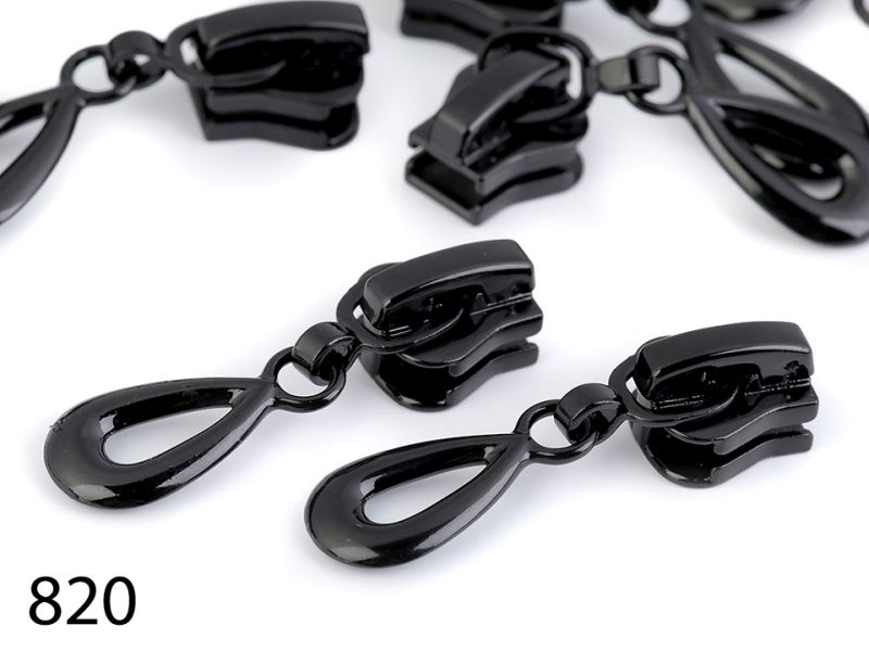 [180 3405 820] Zipper (Schieber) mit Anhänger 5 mm grob (820 Schwarz)