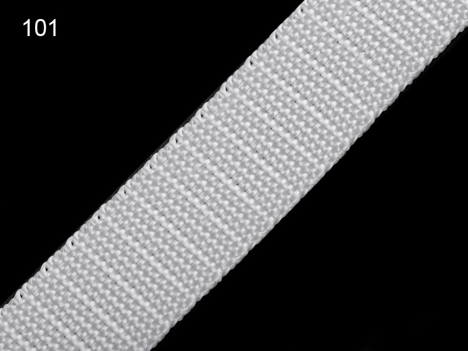 [720 8920 101] 25m Rolle Gurtband 20mm (Stärke 1.1mm) -  Diverse Farben (101 Weiss)