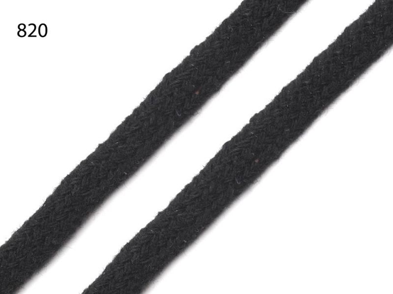 [371 0957 820] Flache Kordel 7mm (820 Schwarz)
