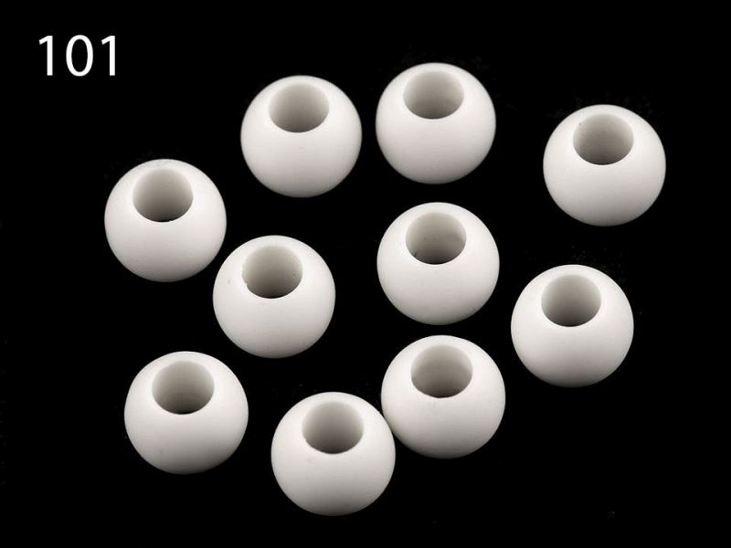 [865 1012 101] Grosslochperlen aus Kunststoff matt 10 x 12mm (waschbar) (101 Weiss)