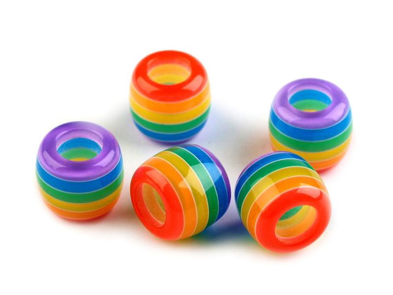 [865 4931 999] Grosslochperle gestreift 10 x 12mm (waschbar)