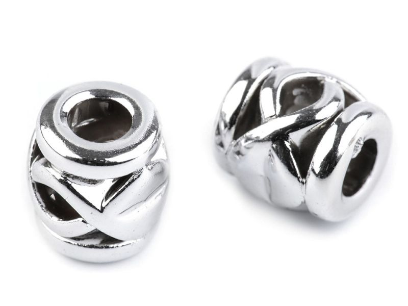 [865 4110 990] Grosslochperlen aus Kunststoff Metall-Optik 10 x 10mm (waschbar)