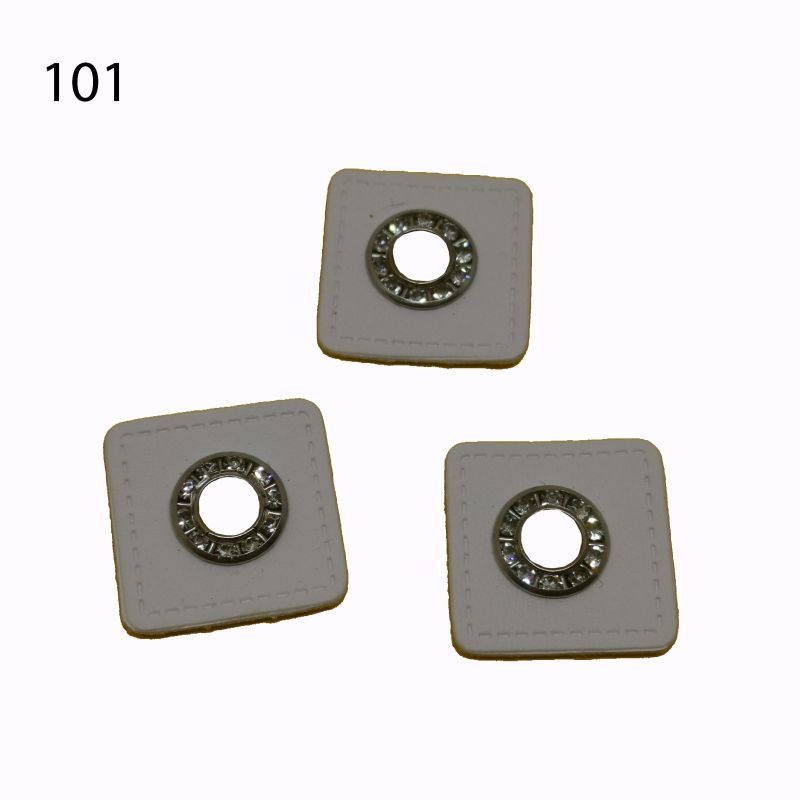 [628 6740 101] Ösenpatch mit Strasssteinchen 6 mm (101 Weiss)