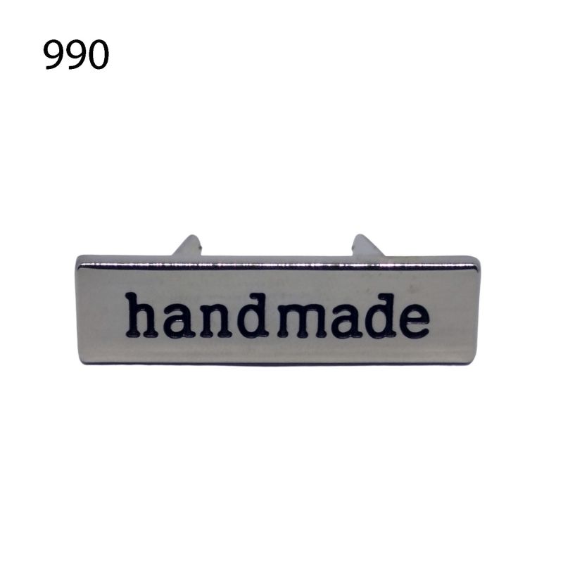 [665 3489 990] Metall Label "Handmade" 36 mm (990 Silber)