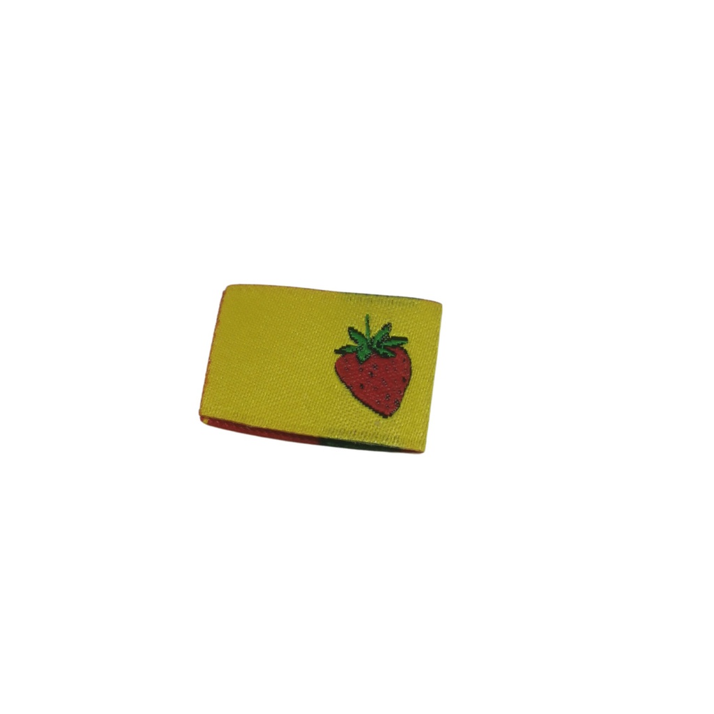 [630 0007 000] Weblabel zum Einnähen Erdbeere 22 x 15mm