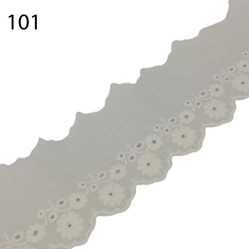 [382 4214 101] Wäschespitze aus Baumwolle ca. 55 mm - Diverse Farben (101 Weiss)