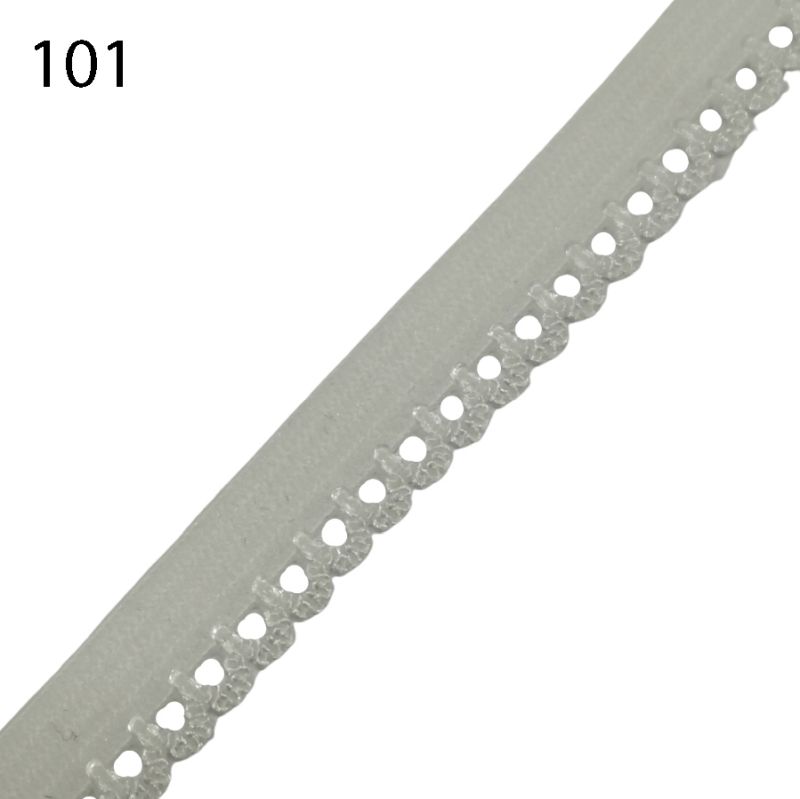 [363 4510 101] Wäschegummi verziert Breite 10 mm (101 Weiss)