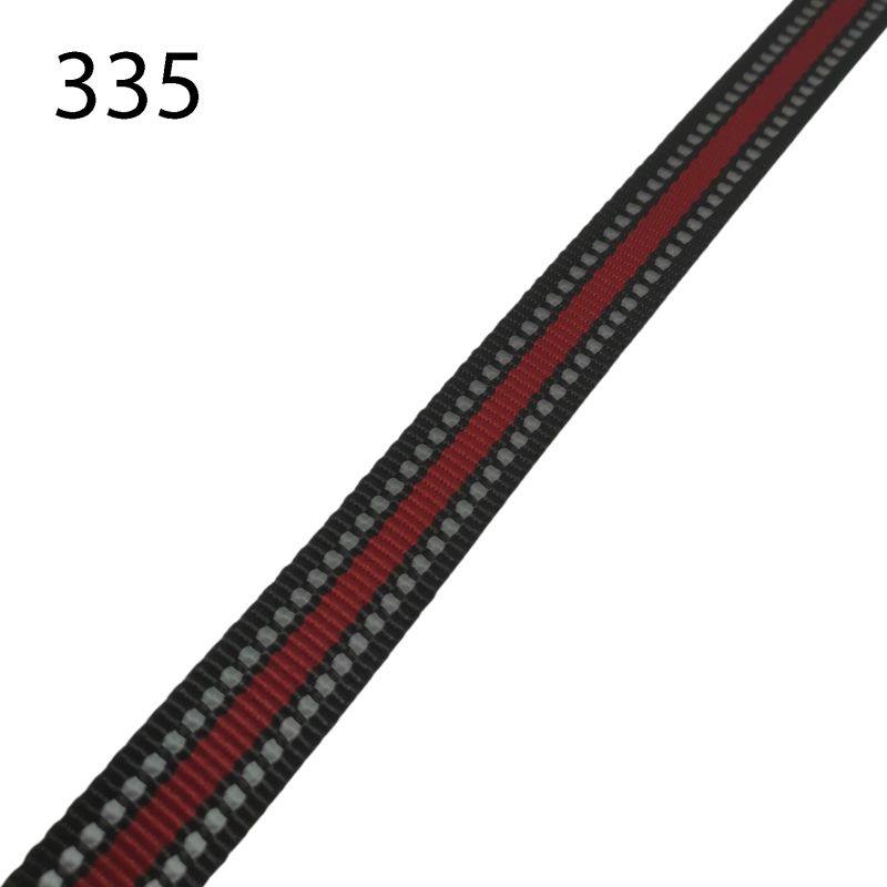 [720 5120 335] Gurtband 20mm mit reflektierender Ziernaht und Farbstreifen (335 Rot)