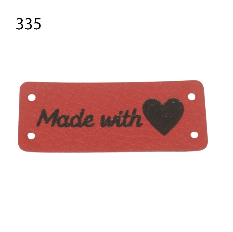 [631 9824 335] Made with Love Label Kunstleder 50 x 20mm (335 Rot)