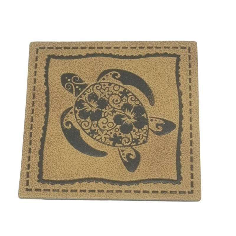 [629 3403 000] "Mandala Schildkröte" Kunstleder Label 4 x 4 cm