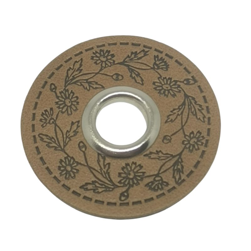 [628 4101 000] Ösenpatch rund Blumen 32 mm