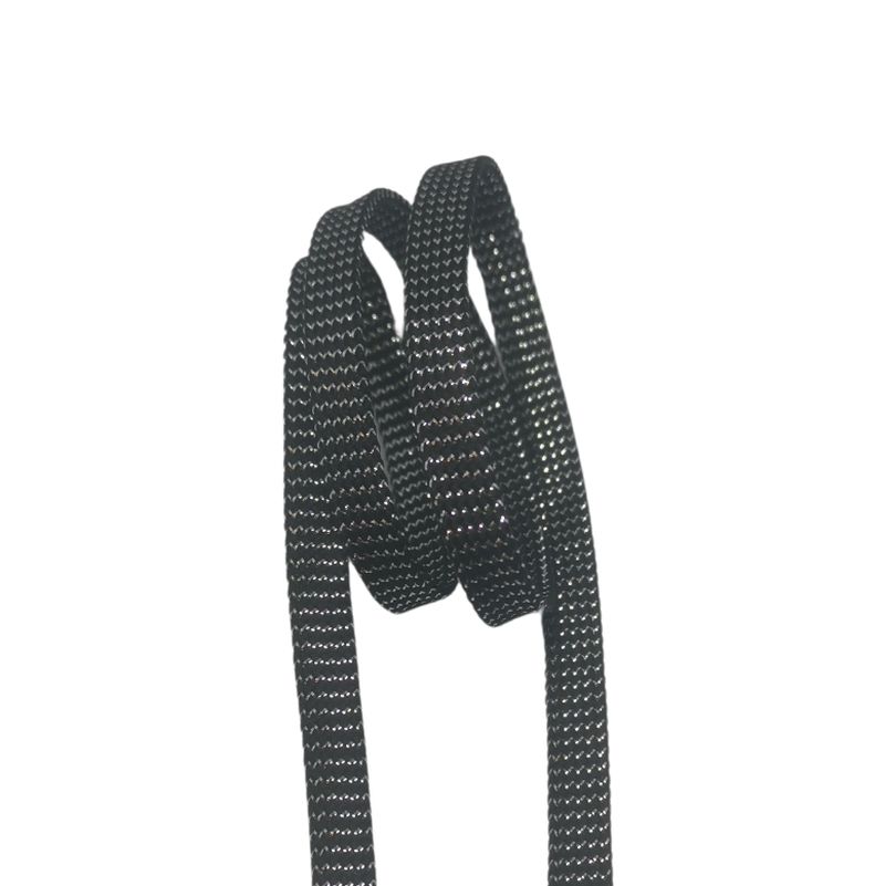 [372 1244 820] Flache Glitzer Kordel 10mm - Diverse Farben (820 Schwarz)