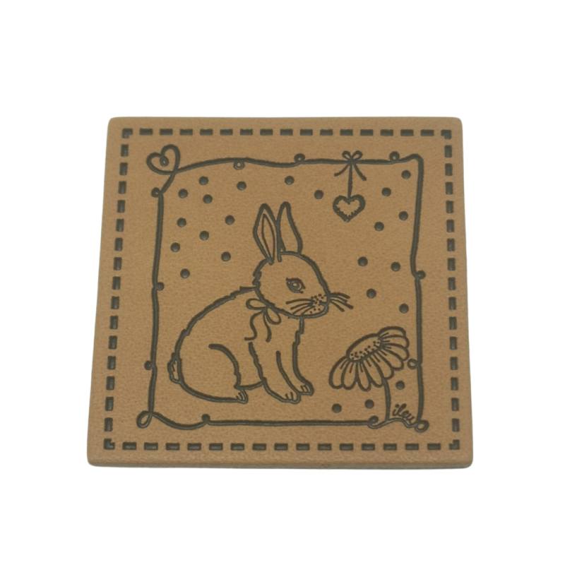 [629 3413 000] "Hase" Kunstleder Label 4 x 4 cm