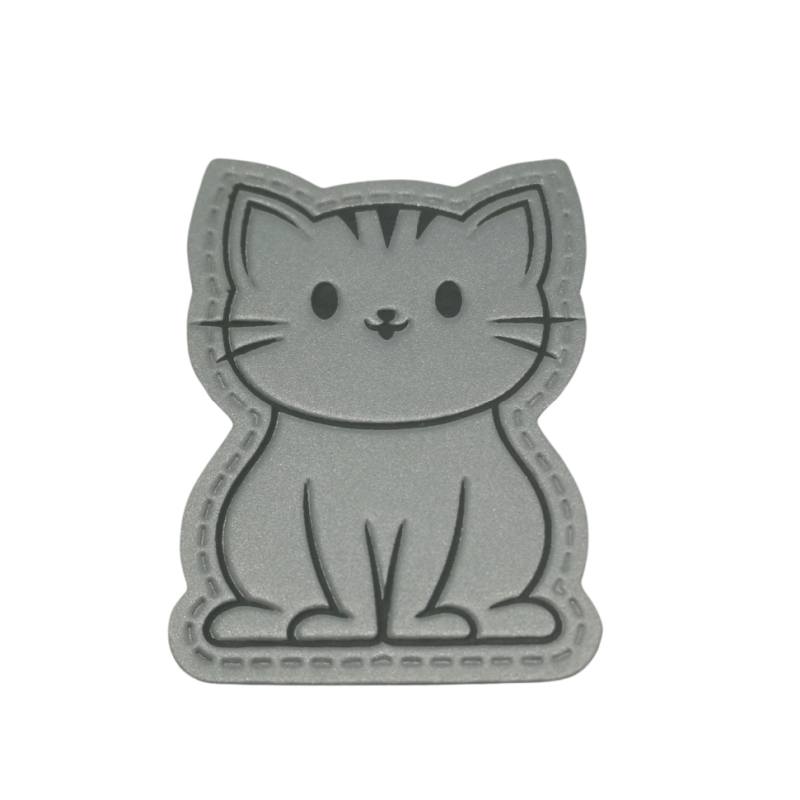 "Katze" Reflektierendes Kunstleder Label 5 x 3.5 cm