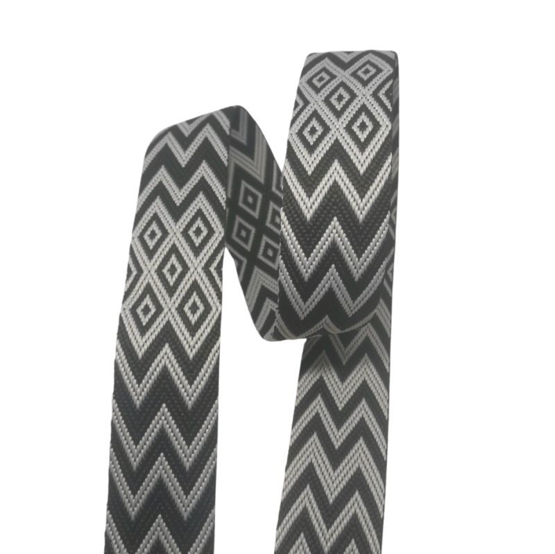 [738 8201 820] Gurtband 3.8 cm gemustert (820 Schwarz)