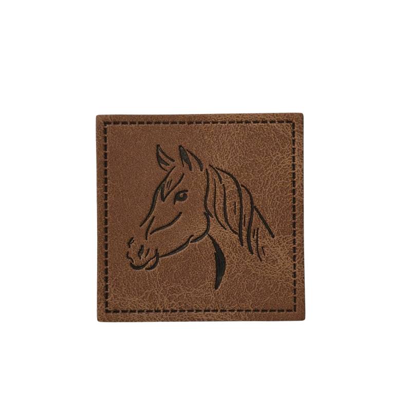 [629 3452 000] "Pferd" Kunstleder Label 4 x 4 cm